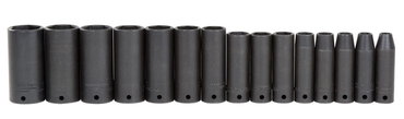 Proto® 1/2" Drive 15 Piece Deep Thin Wall Impact Socket Set - 6 Point - Exact Tooling