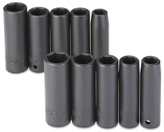 Proto® 1/2" Drive 10 Piece Fractional & Metric Impact Socket Set - 6 Point - Exact Tooling