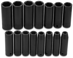 Proto® 1/2" Drive 15 Piece Metric Deep Impact Socket Set - 6 Point - Exact Tooling