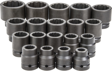 Proto® 1" Drive 19 Piece Impact Socket Set - 12 Point - Exact Tooling