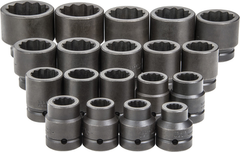 Proto® 1" Drive 19 Piece Impact Socket Set - 12 Point - Exact Tooling