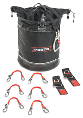 Proto® Tethering D-Ring Lift Bucket (300 lbs Weight Capacity) with D-Ring Wrist Strap System (2) JWS-DR and (6) JLANWR6LB - Exact Tooling