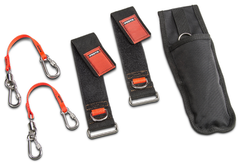 Proto® Tethering D-Ring Pouch Set with One Pocket, Retractable Lanyard, and D-Ring Wrist Strap System with (2) JWS-DR and (2) JLANWR6LB - Exact Tooling