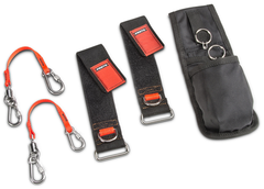 Proto® Tethering D-Ring Pouch Set with Two Pockets, Retractable Lanyard, and D-Ring Wrist Strap System with (2) JWS-DR and (2) JLANWR6LB - Exact Tooling