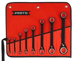 Proto® 8 Piece Black Chrome Double Box Reversible Ratcheting Wrench Set - Spline - Exact Tooling