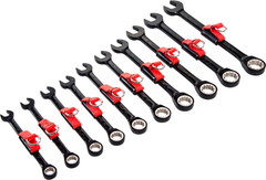 Proto® Tether-Ready 10 Piece Black Chrome Metric Non-Reversible Combination Ratcheting Wrench Set - Spline - Exact Tooling