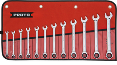 Proto® 12 Piece Full Polish Metric Combination Non-Reversible Ratcheting Wrench Set - 12 Point - Exact Tooling