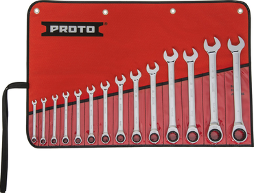 Proto® 14 Piece Full Polish Combination Non-Reversible Ratcheting Wrench Set - 12 Point - Exact Tooling