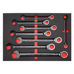 Proto® Foamed 20 Piece Reversible Ratcheting Combination Wrench Set - Black Chrome- Spline - Exact Tooling