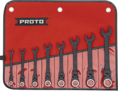 Proto® 8 Piece Black Chrome Combination Locking Flex-Head Ratcheting Wrench Set - Spline - Exact Tooling