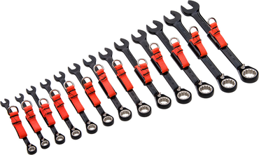 Proto® Tether-Ready 13 Piece Black Chrome Reversible Combination Ratcheting Wrench Set - Spline - Exact Tooling