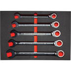Proto® Foamed 22 Piece Metric Reversible Ratcheting Combination Wrench Set - Black Chrome- Spline - Exact Tooling