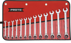 Proto® 13 Piece Full Polish Metric Combination Reversible Ratcheting Wrench Set - 12 Point - Exact Tooling