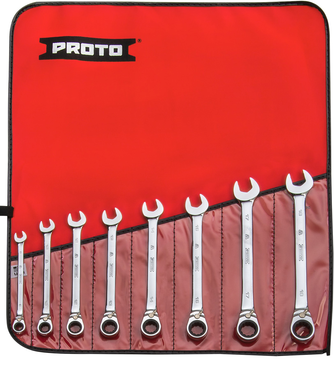 Proto® 8 Piece Full Polish Metric Ratcheting Wrench Set - 12 Point - Exact Tooling