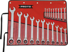 Proto® 20 Piece Full Polish Combination Reversible Ratcheting Wrench Set - 12 Point - Exact Tooling