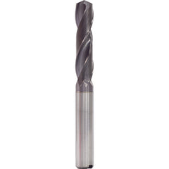 9.7 mm Dia. × 10 mm Shank × 47 mm Flute Length × 89 mm OAL, 3xD, 140°, TiAlN, 2 Flute, Internal, Round Solid Carbide Drill - Exact Tooling