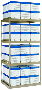 42 x 32.88 x 84'' - 4 Level Records Storage Rack (Tan) - Exact Tooling