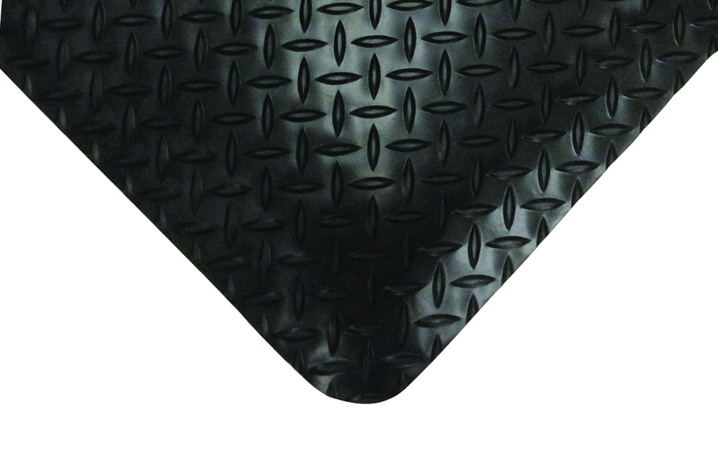 3' x 12' x 1/2" Thick Diamond Anti Fatigue Mat - Black - Exact Tooling