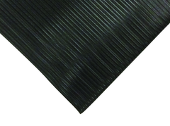 3' x 60' x 3/8" Thick Soft Comfort Mat - Black Standard Ribbed - Exact Tooling