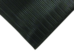 4' x 60' x 3/8" Thick Soft Comfort Mat - Black Standard Ribbed - Exact Tooling