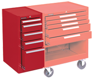 185 Red 5-Drawer Hang-On Cabinet w/ball bearing Drawer slides - For Use With 273, 275 or 278 - Exact Tooling