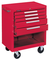 5-Drawer Roller Cabinet w/ball bearing Dwr slides - 35'' x 20'' x 29'' Red - Exact Tooling
