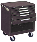 5-Drawer Roller Cabinet w/ball bearing Dwr slides - 35'' x 20'' x 29'' Brown - Exact Tooling