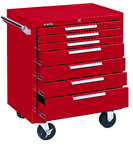 7-Drawer Roller Cabinet w/ball bearing Dwr slides - 35'' x 20'' x 29'' Red - Exact Tooling