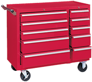 310X 10-Drawer Maintenance Cart - 35'' x 18'' x 39.38'' Red - Exact Tooling