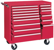 315X 15-Drawer Maintenance Cart - 35'' x 18'' x 39.38'' Red - Exact Tooling