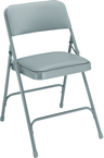Upholstered Folding Chair - Double Hinges, Double Contoured Back, 2 U-Shaped Riveted Cross Braces, Non-marring Glides; V-Tip Stability Caps; Upholstered 19-mil Vinyl Wrapped Over 1¼" Foam - Exact Tooling