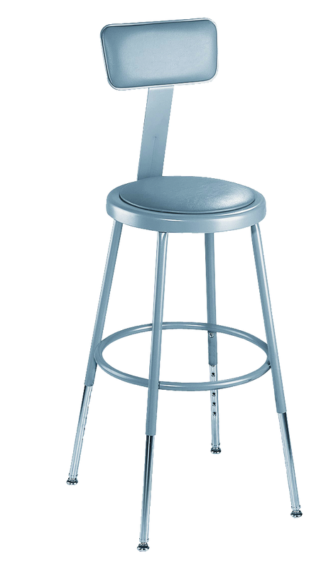 25" - 33" Adjustable Padded Stool With Padded Backrest - Exact Tooling