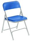 Plastic Folding Chair - Plastic Seat/Back Steel Frame - Blue - Exact Tooling