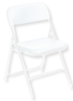 Plastic Folding Chair - Plastic Seat/Back Steel Frame - White - Exact Tooling
