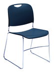 HI-Tech Stack Chair --11 mm Steel Rod Chrome Plated Frame Injection Molded Textured Plastic Non-fading Seat/Back - Navy - Exact Tooling