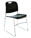 HI-Tech Stack Chair --11 mm Steel Rod Chrome Plated Frame Injection Molded Textured Plastic Non-fading Seat/Back - Black - Exact Tooling
