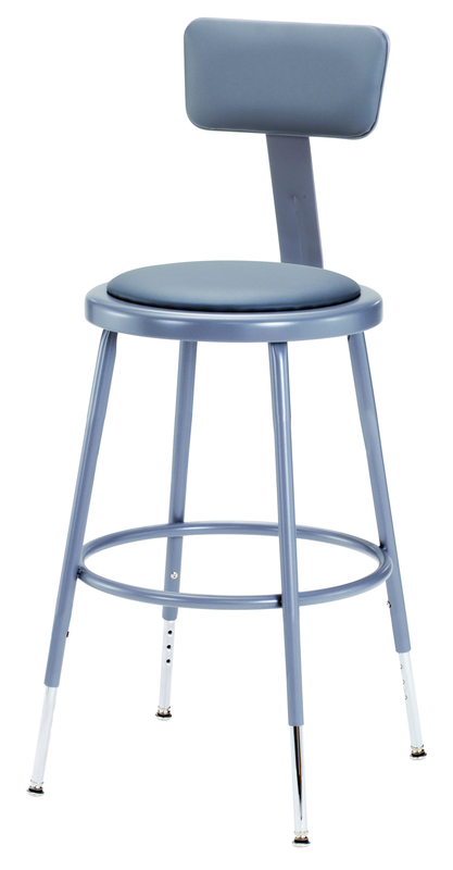 19" - 27" Adjustable Padded Stool With Padded Backrest - Exact Tooling