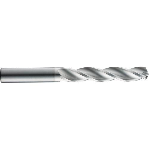 10.8 mm Dia. × 12 mm Shank × 71 mm Flute Length × 118 mm OAL, 5xD, 124°, Uncoated, 3 Flute, External, Round Solid Carbide Drill - Exact Tooling