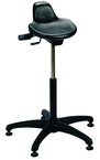Sit Stand - 14" Soft Polyurethane, Contoured, Tilting Seat,  27" Dia.-Stable 5 Star Base with Heavy Duty Stationary Glides, Seat height 20"-30" - Exact Tooling