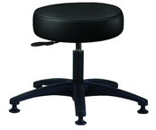Heavy-Duty NaughaSoft Vinyl Stool - 16 x 4" Round Seat, Backless, Pneumatic Seat Hgt Adj, Standard Glides --Black -- Desk height 16.5"-21.5" - Exact Tooling