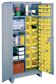 36 x 21 x 82'' (64 Bins Included) - Bin Storage Cabinet - Exact Tooling