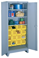 36 x 21 x 82'' (16 Bins Included) - Bin Storage Cabinet - Exact Tooling
