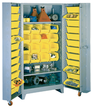 38 x 28 x 76'' (40 Bins Included) - Bin Storage Cabinet - Exact Tooling