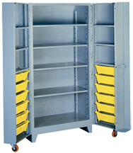 38 x 28 x 76'' (12 Bins Included) - Bin Storage Cabinet - Exact Tooling