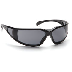 Safety Glasses - Curved Lens, Black Frame, Gray Fog Free - Exact Tooling