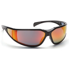 Safety Glasses - Curved Lens, Black Frame, Sky Red Mirror - Exact Tooling