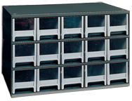 11 x 11 x 17'' (15 Compartments) - Steel Modular Parts Cabinet - Exact Tooling