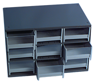 11 x 11 x 17'' (9 Compartments) - Steel Modular Parts Cabinet - Exact Tooling