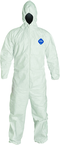 Tyvek® White Zip Up Coveralls w/ Attached Hood & Elastic Wrists  - X-Large (case of 25) - Exact Tooling