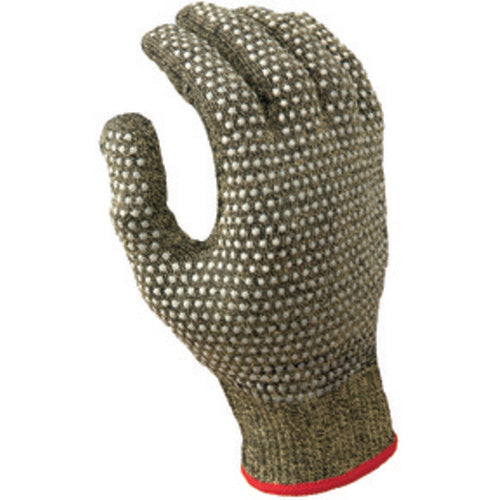 Cut resistant 13-gauge PVC dotted on both sides seamless knit Kevlar w/Stainless Steel yellow w/black coating ANSI CUT LEVEL 4/small - Exact Tooling